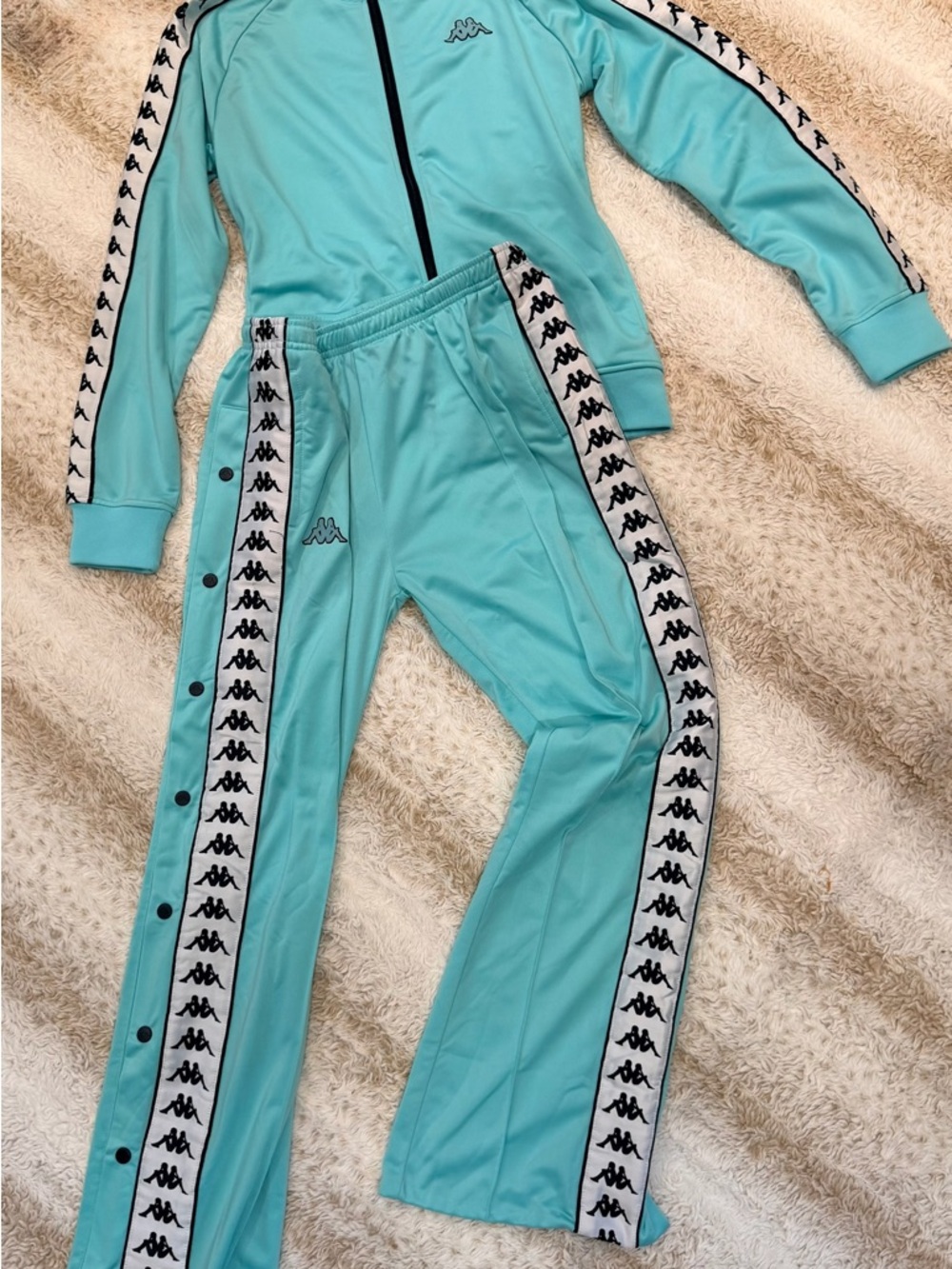 Kappa Mint Aqua Track Jacket & Pants with Red Logo Tab